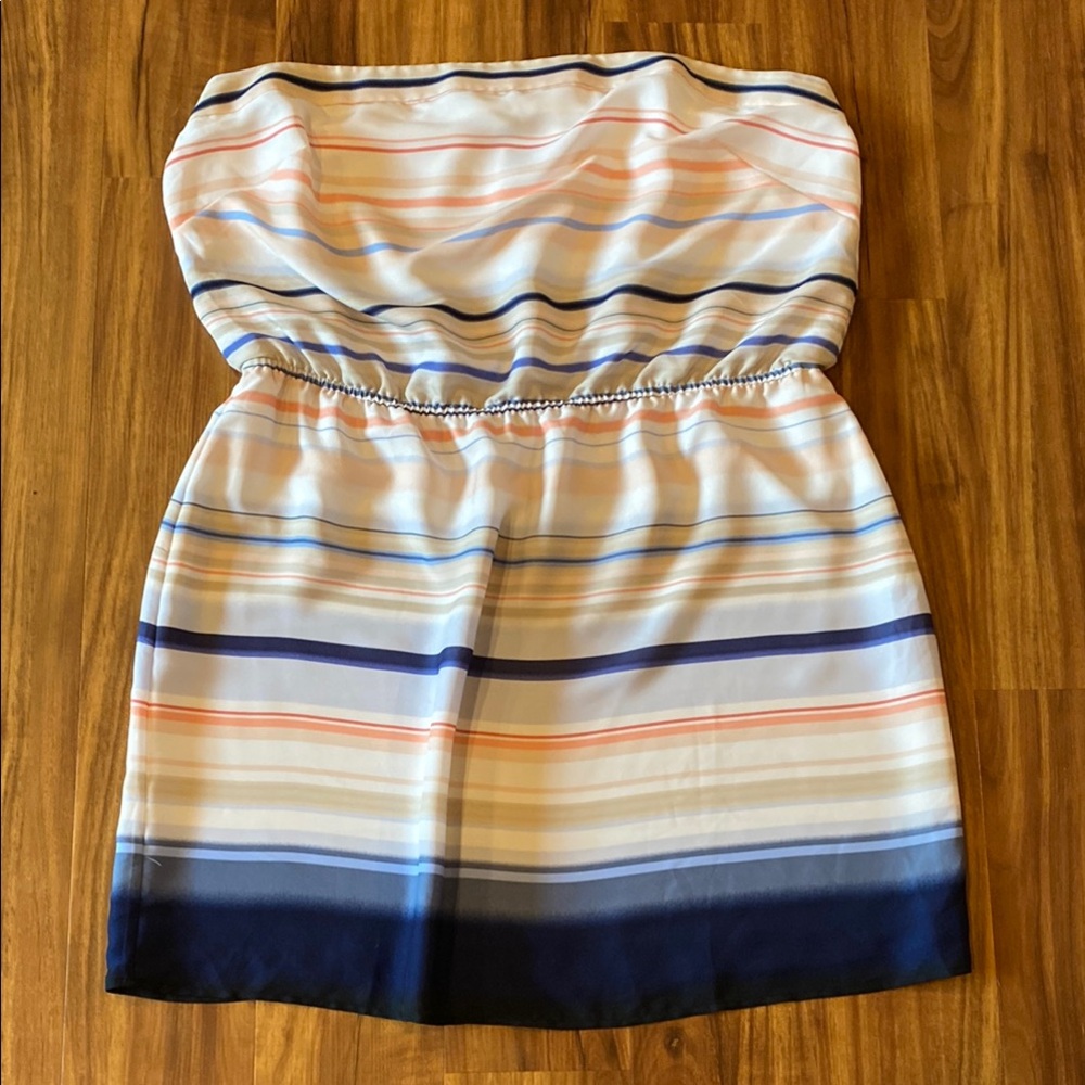 Multicolor Striped Strapless Dress